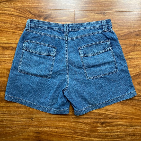 Vintage 1775 Women Medium Blue High Waist Relaxed 100% Cotton Jean Short Size 14 - Picture 2 of 16